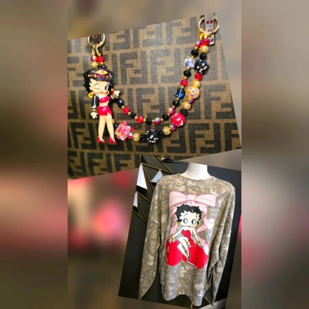 NWT Bling Betty Boop Handbag Charm With Matching Sweater ✨